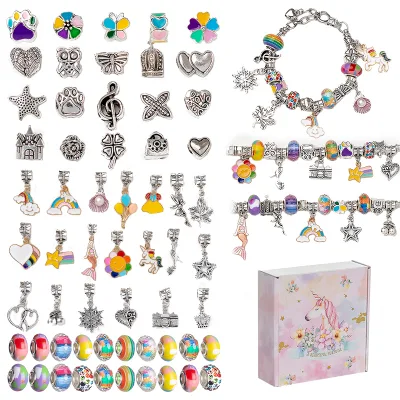 Подарочный набор из бус, единорога/русалки, набор ювелирных изделий, набор для изготовления браслетов для девочек-подростков 8 лет