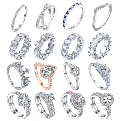Женское свадебное обручальное кольцо с кристаллом CZ, классическое простое кольцо из стерлингового серебра 925 пробы с бриллиантом